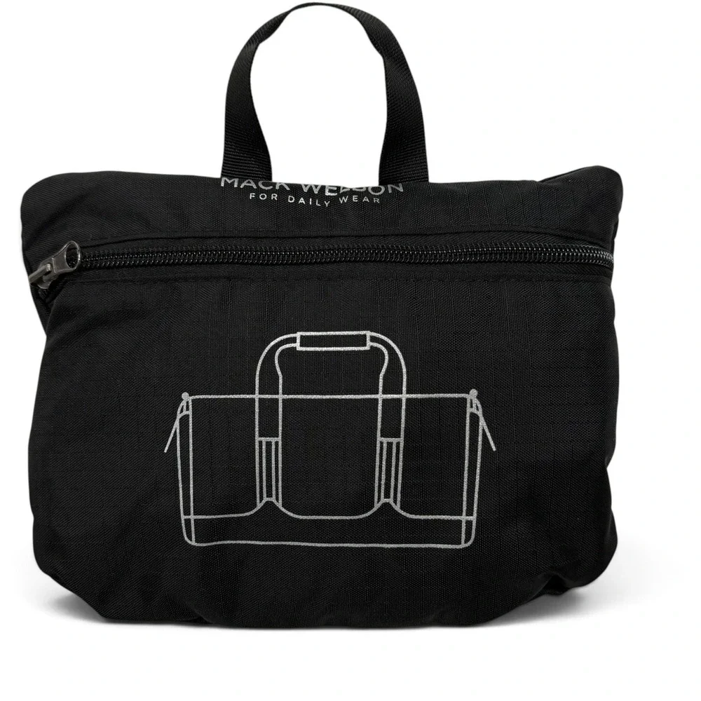 Mack Weldon Packable Duffel Bag Black Reinforced Ripstop Nylon Water Resistant